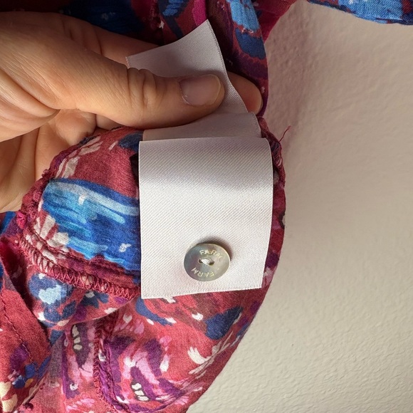 Farm RIO Floral Birds Blush Sleeves Red and Blue Blouse Size XS 100% Cotton - Picture 5 of 14